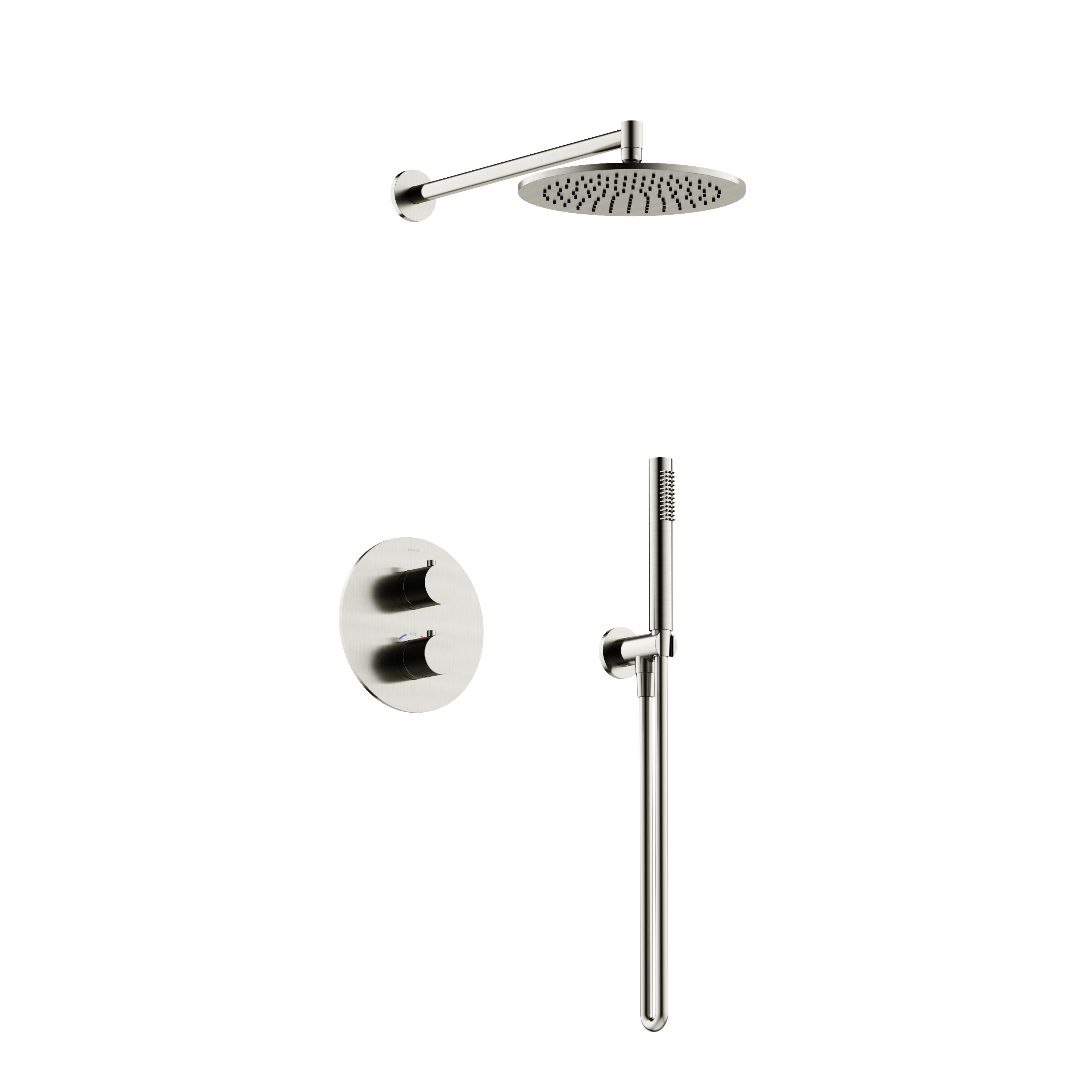 Душевой комплект с термостатом SANCOS Etna, с внутренней частью, брашированный никель, PVD покрытие, арт. SC9010BN Душевой комплект с термостатом SANCOS Etna, с внутренней частью, брашированный никель, PVD покрытие, арт. SC9010BN