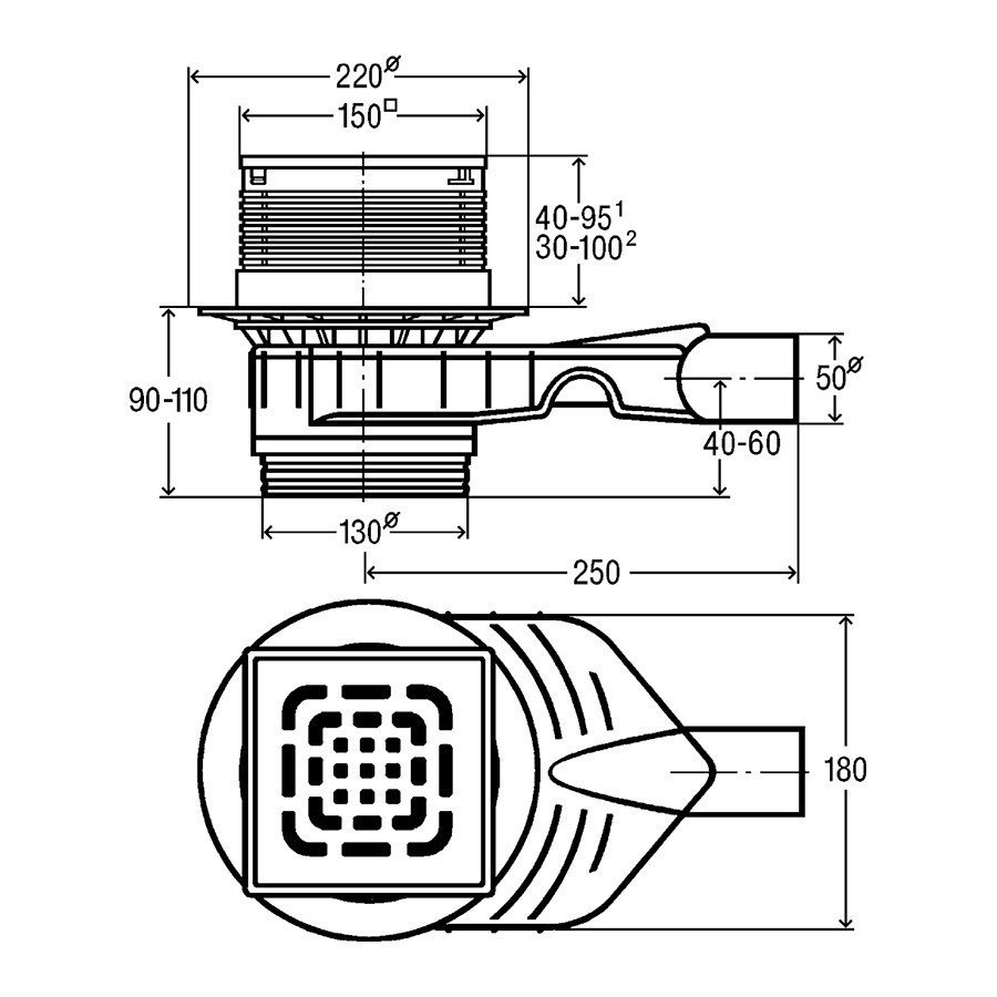 Viega Advantix Top 4914.11 арт. 669218 Душевой трап с декоративной панелью 150*150 мм (хром)