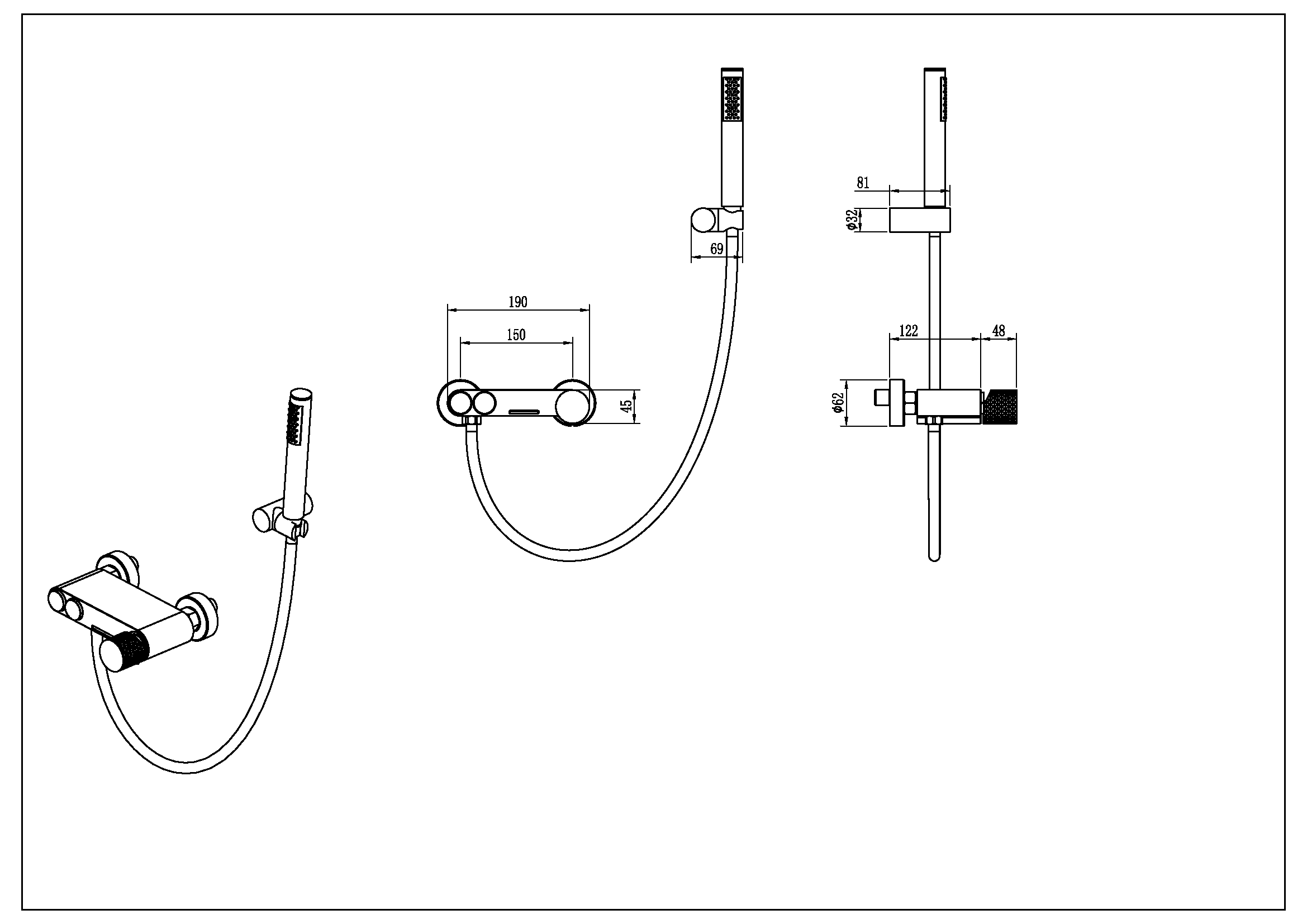 Смеситель stick для ванны shine gun metall linea