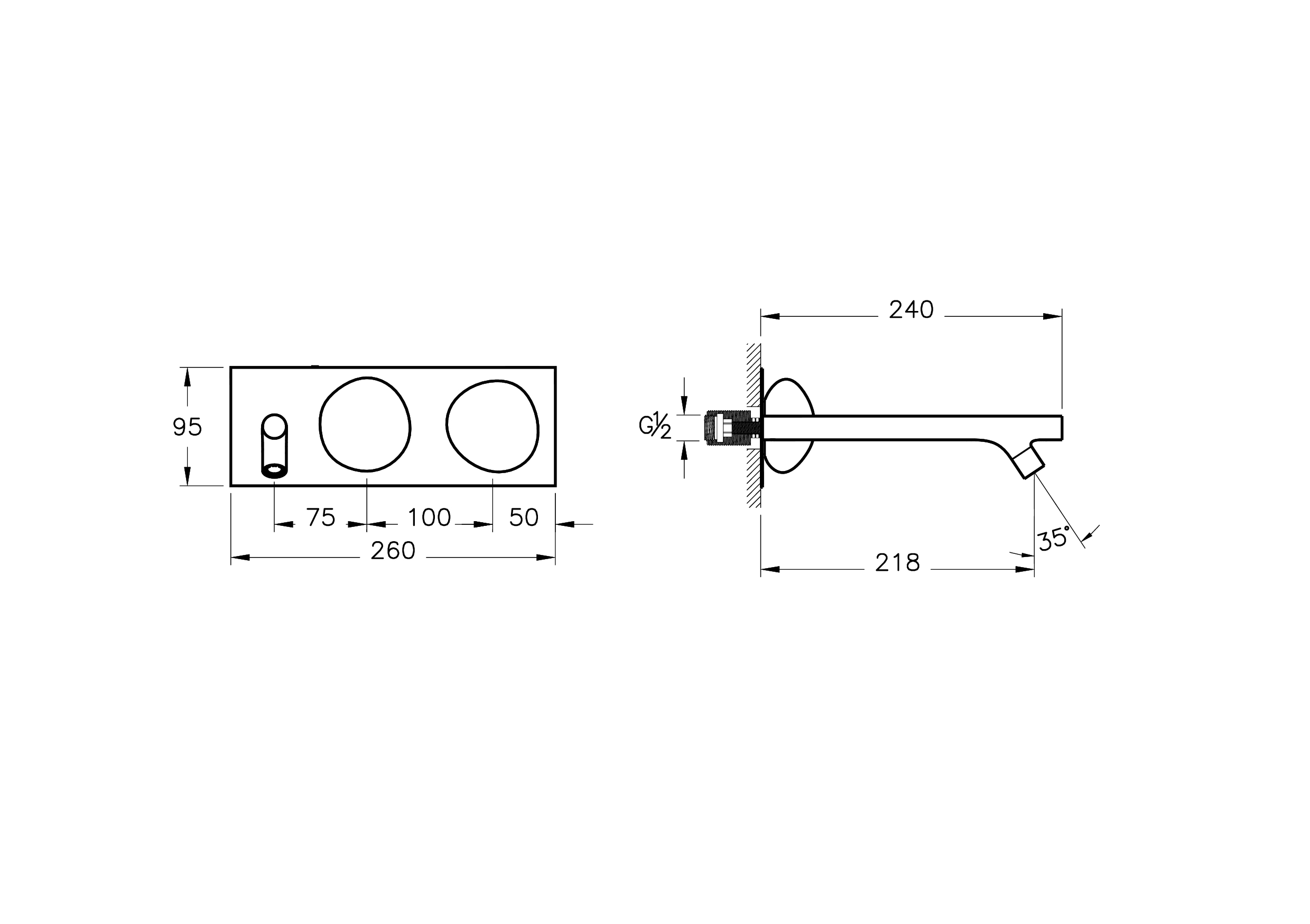 Встроенный смеситель для раковины istanbul с 3 отверстиями, длинный, хром