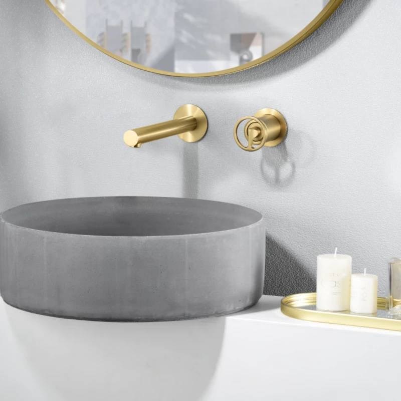 Смеситель для раковины настенный скрытая часть в комплекте imex olimpo glc033/oc brushed gold pvd