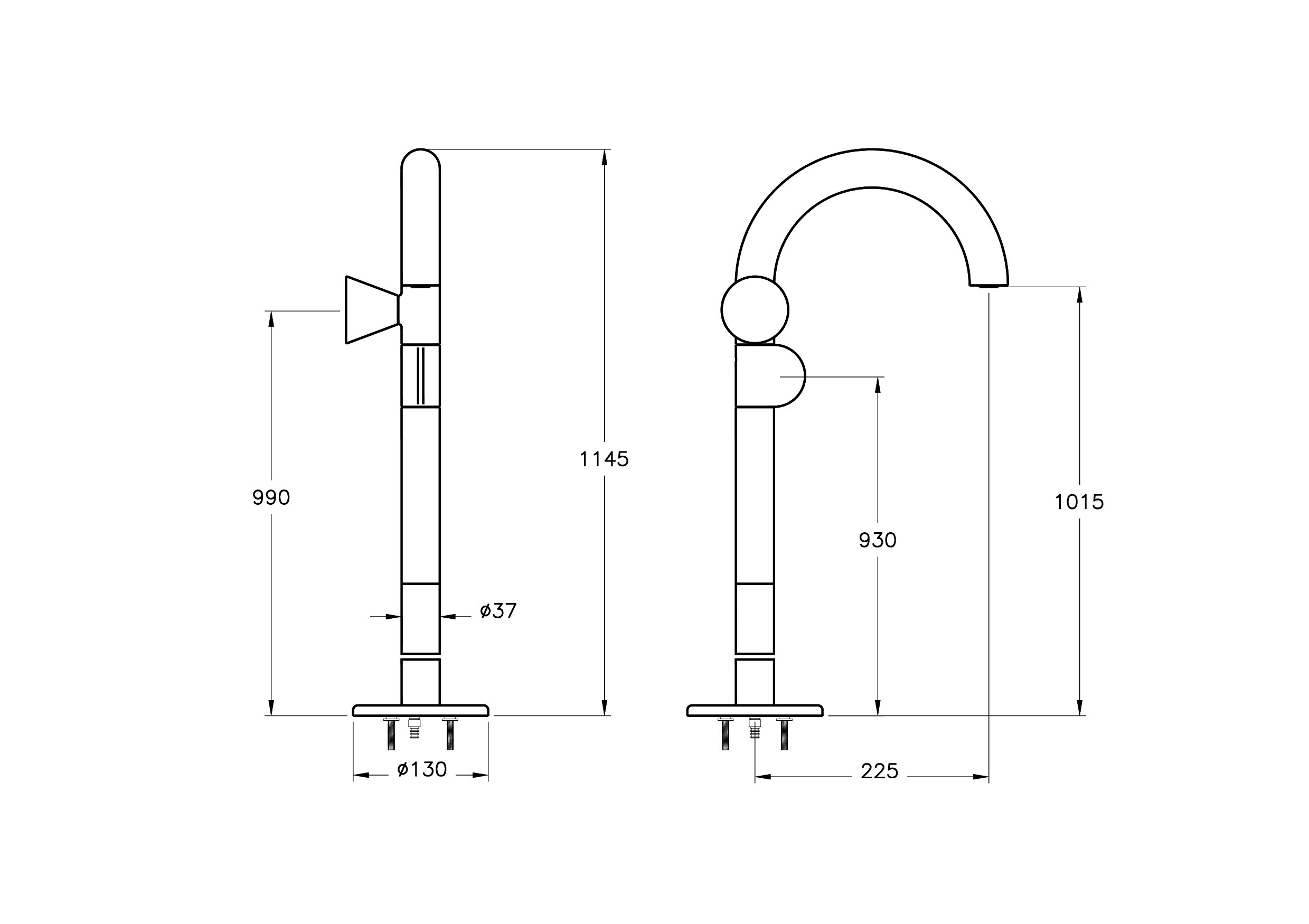 Напольный смеситель liquid для раковины, левосторонний, хром