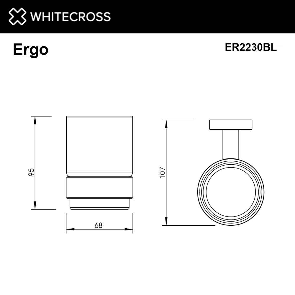 Стакан подвесной whitecross ergo er2230bl (черный мат)