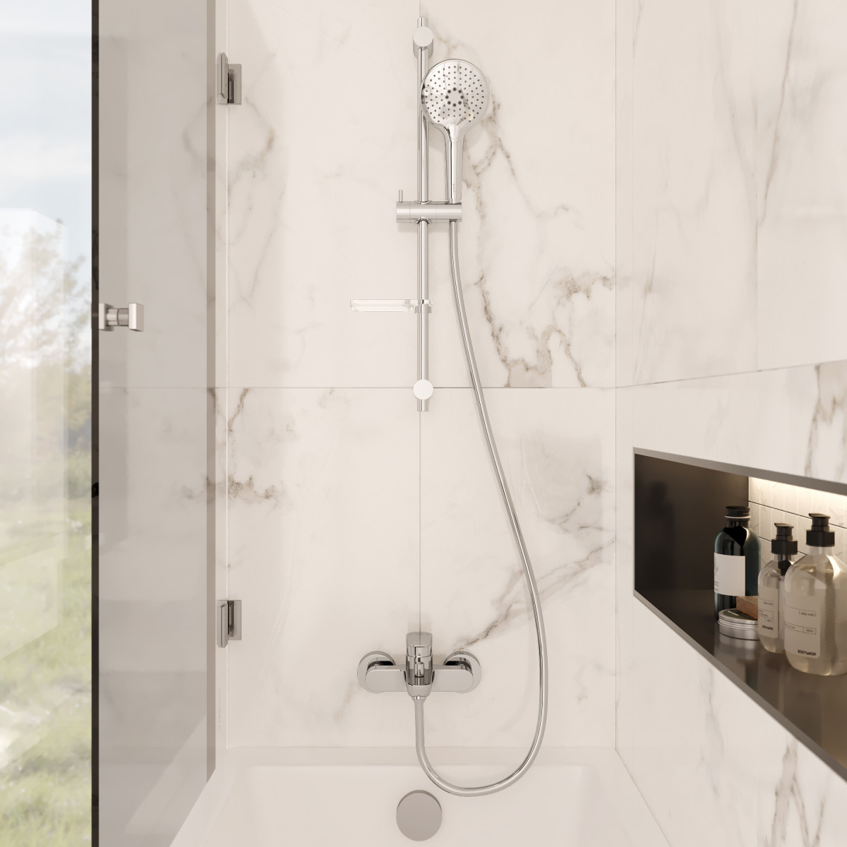 Смеситель настенный VitrA Flow Soft A42946EXP для ванны однорычажный хром латунь