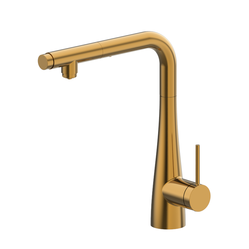 Смеситель для кухни с подключением к фильтру imex split gos005/oc brushed gold pvd