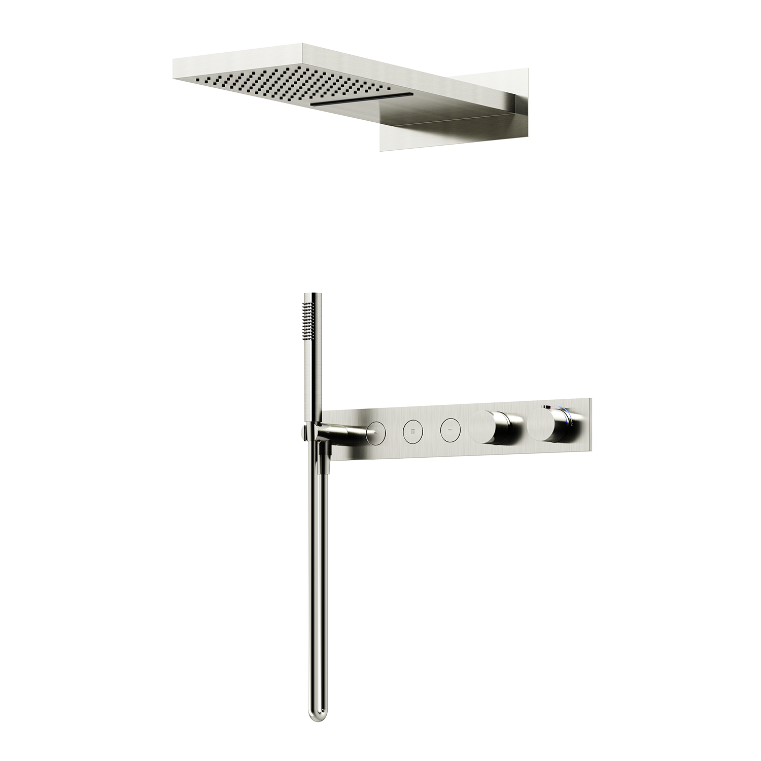 Душевой комплект с термостатом SANCOS Linn, с внутренней частью, брашированный никель, PVD покрытие, арт. SC9023BN Душевой комплект с термостатом SANCOS Linn, с внутренней частью, брашированный никель, PVD покрытие, арт. SC9023BN