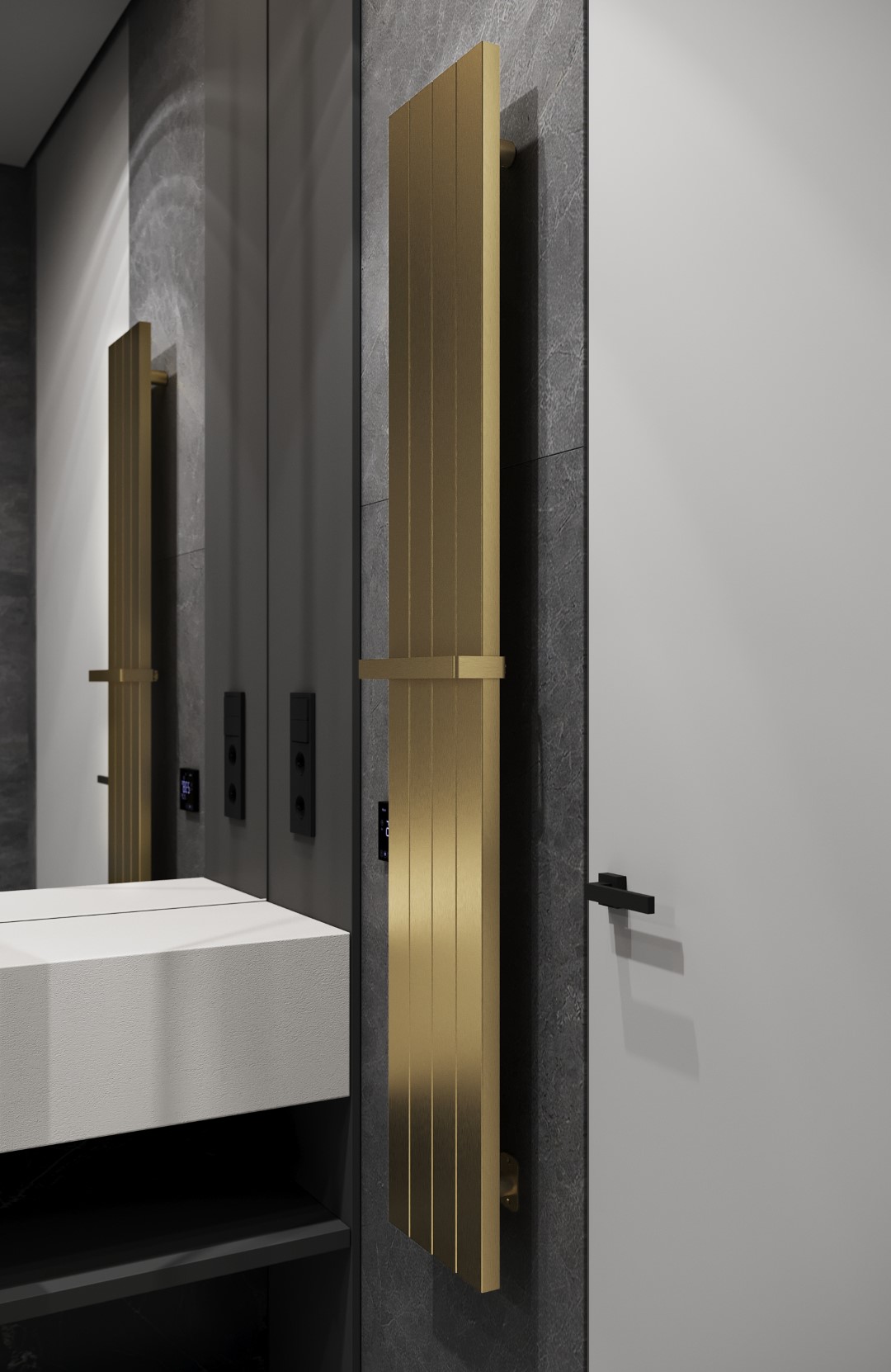 Полотенцесушитель электрический matt gold 250 x 87 x 1500 мм. 725-mg boheme