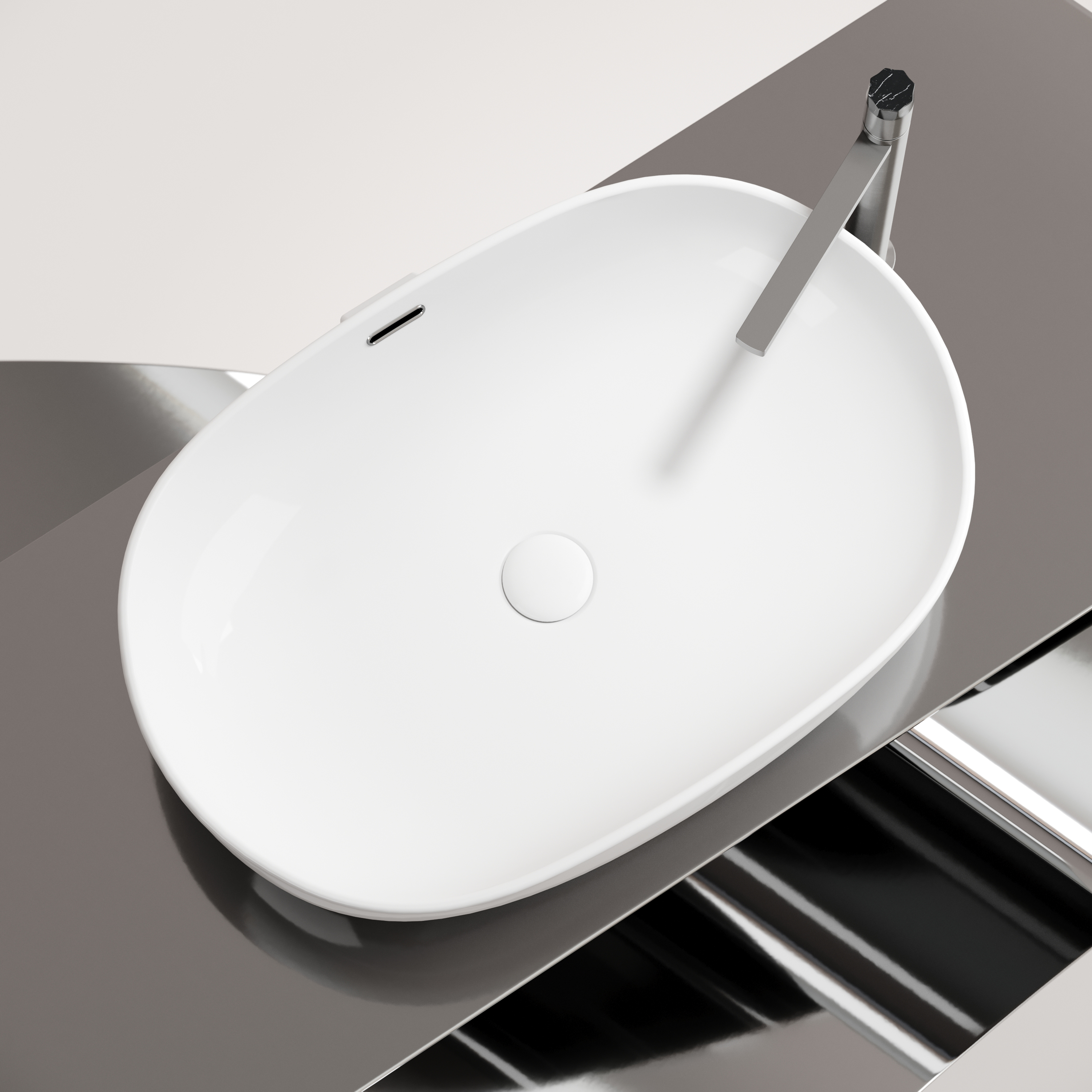 Умывальник чаша накладная овальная со сливом переливом element 610x420x155мм