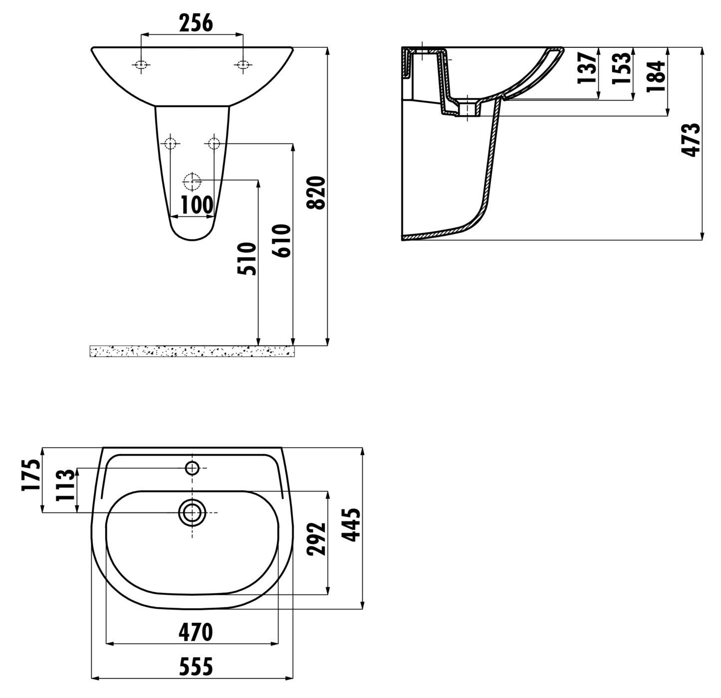 Creavit sedef sd055-00cb00e-0000 раковина подвесная 555*445 мм (белый глянцевый)