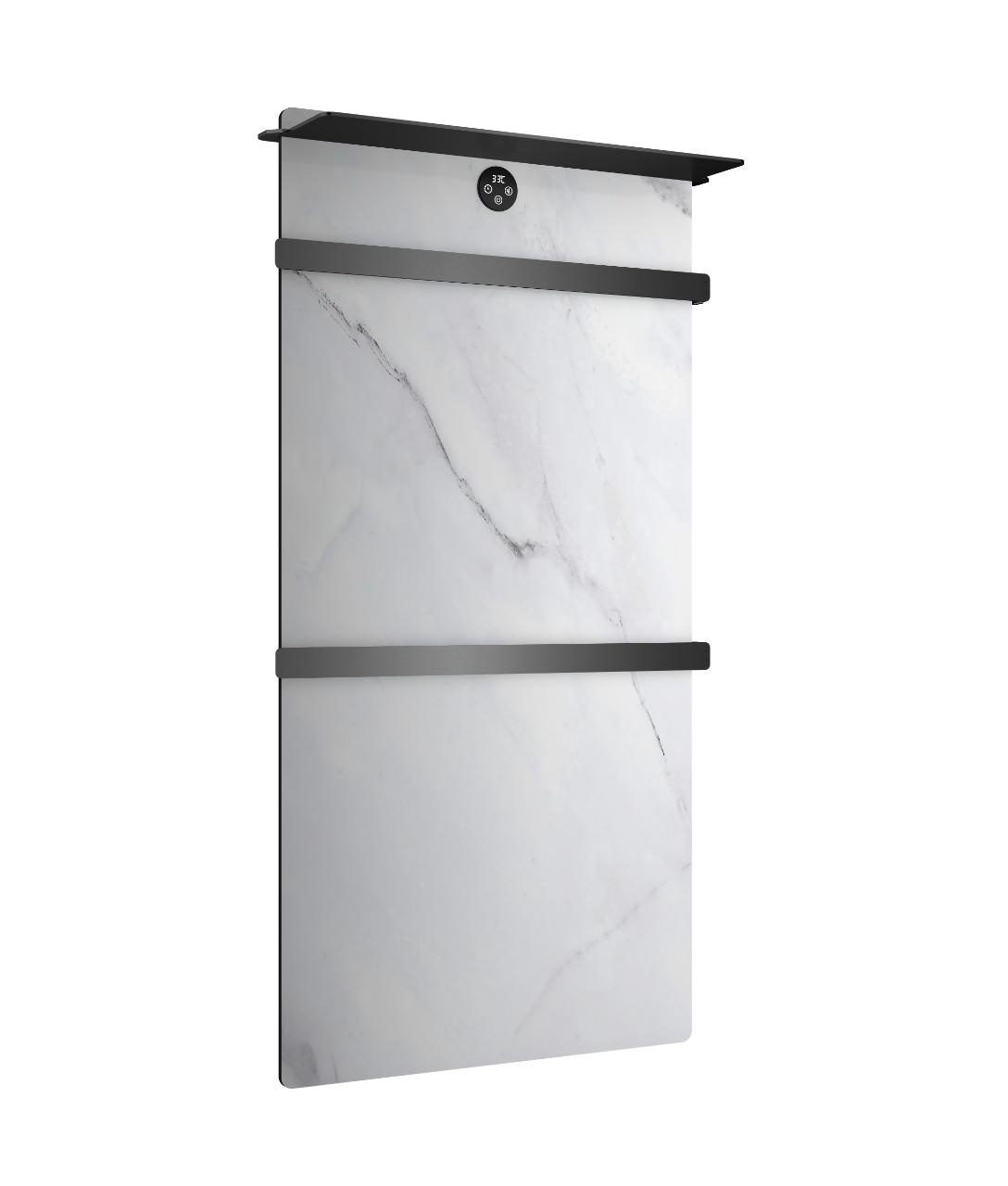 Полотенцесушитель электрический с каменной плитой белый мрамор wonzon & woghand stuttgart, темный графит (ww-a504w-gm)