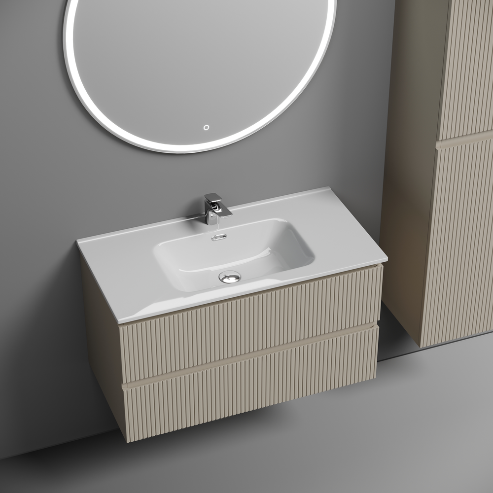 Тумба подвесная sancos snob t 890х445х500, c двумя ящиками оснащенными доводчиками, beige soft, арт.snt90ce