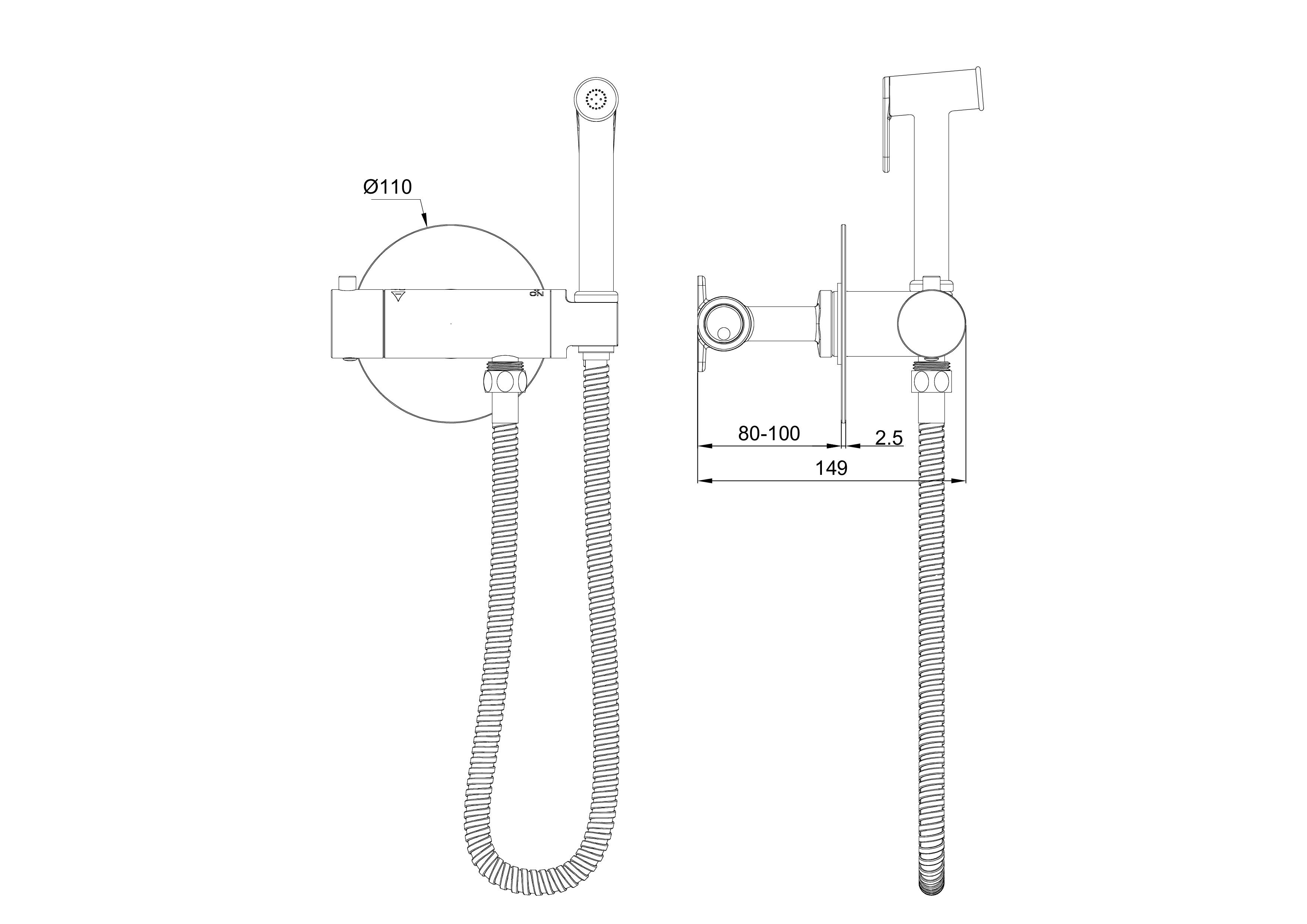 Смеситель с гигиеническим душем и термостатом встраиваемый wonzon & woghand, хром (ww-88819902-cr)