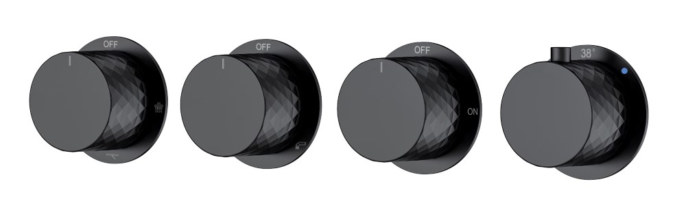 Смеситель встроенный с термостатом STICK DIAMOND MATT BLACK 5-проходной
