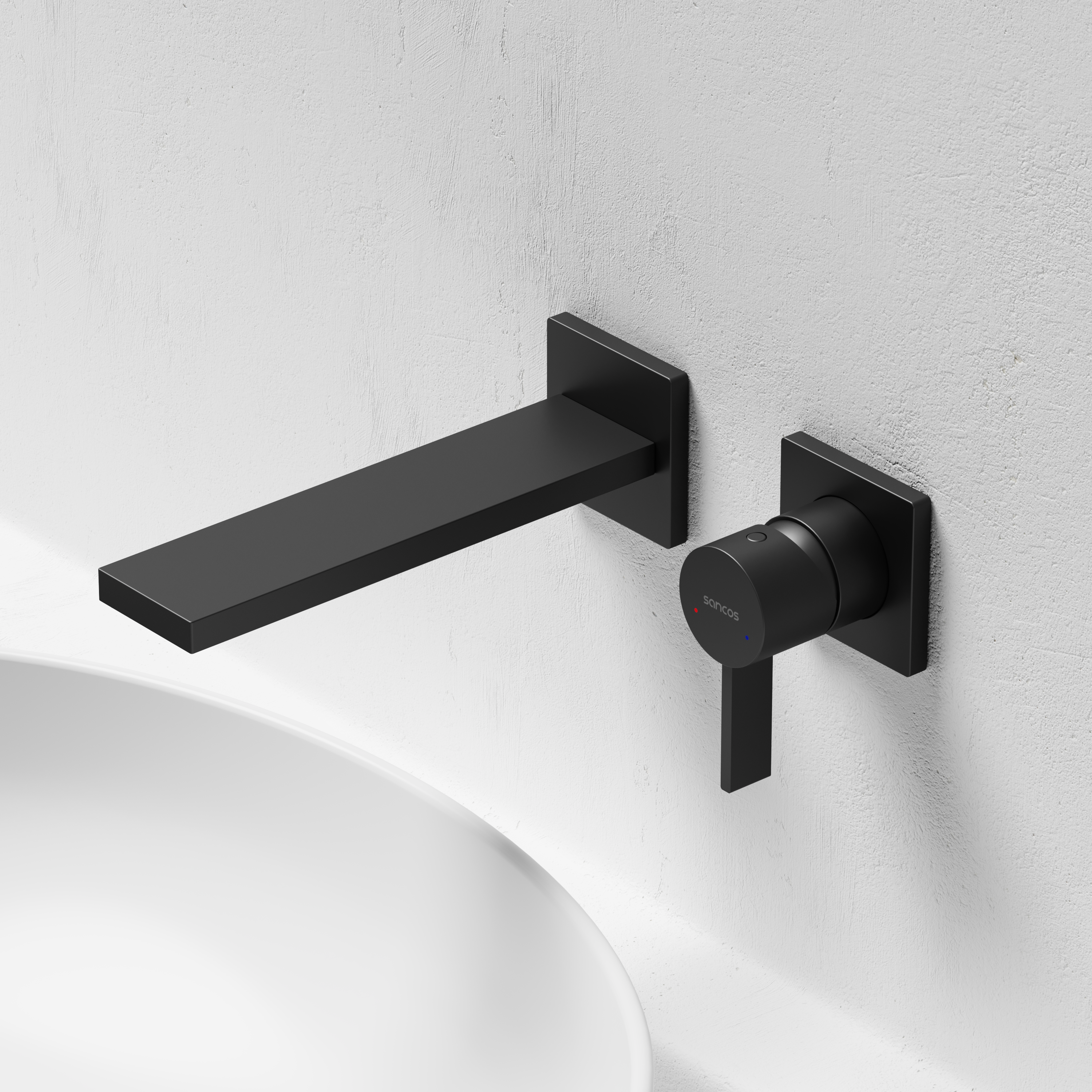 Смеситель для раковины sancos linn c внутренней частью, черный матовый, арт. sc9021mb