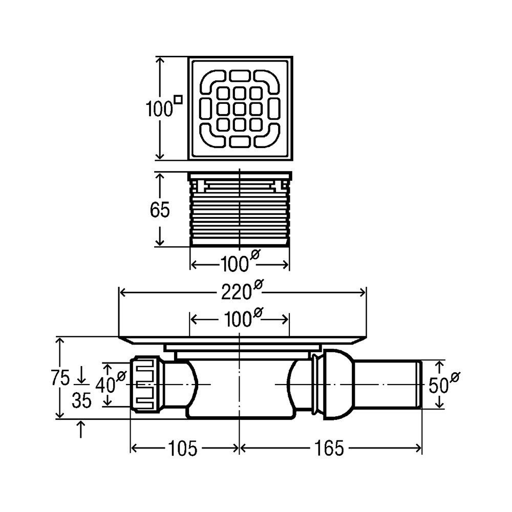 Viega Advantix 4935.1 арт. 557119 Душевой трап с декоративной панелью 100*100 мм (хром)