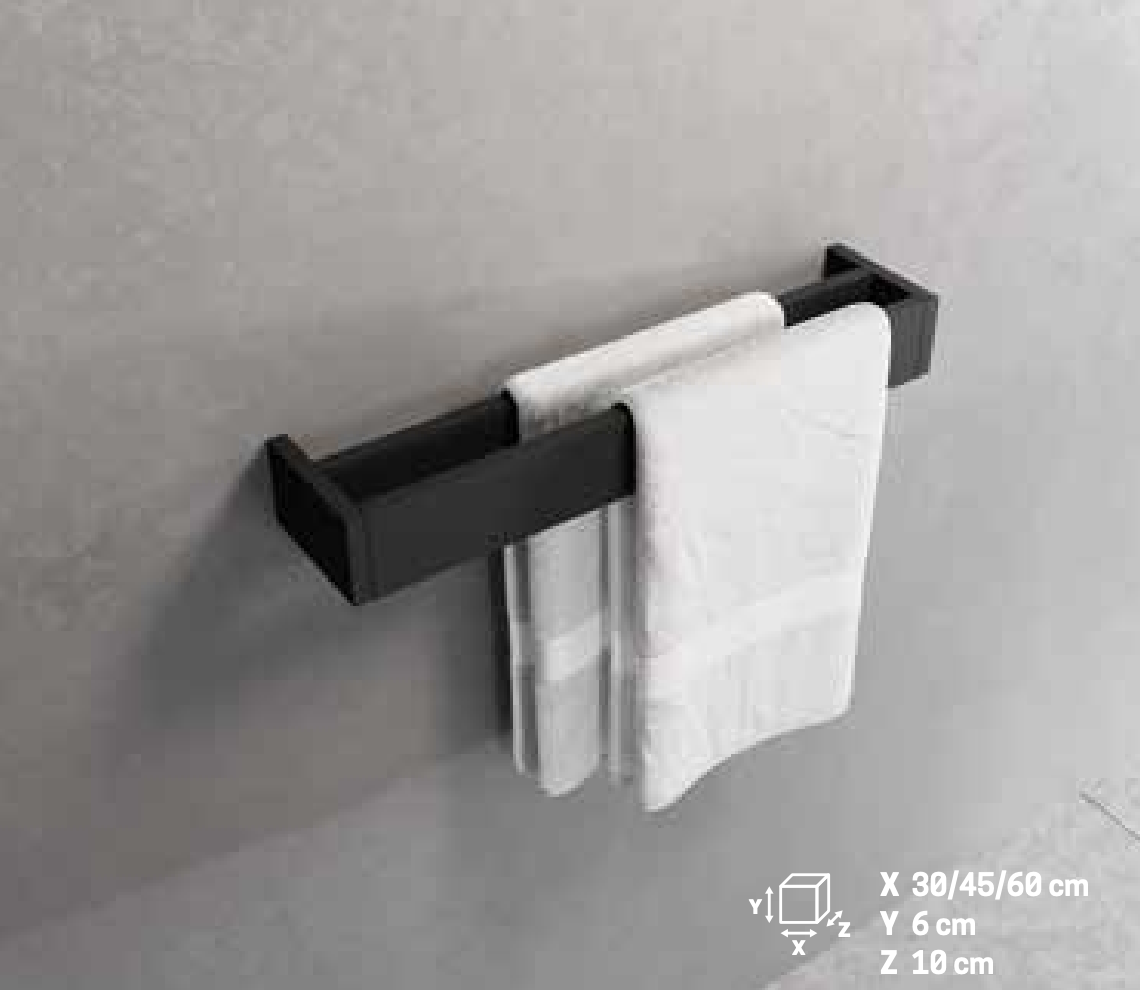 Полотенцедержатель двойной 45 см novellini frame r90akfps0245-h, цвет matt black Полотенцедержатель двойной 45 см novellini frame r90akfps0245-h, цвет matt black