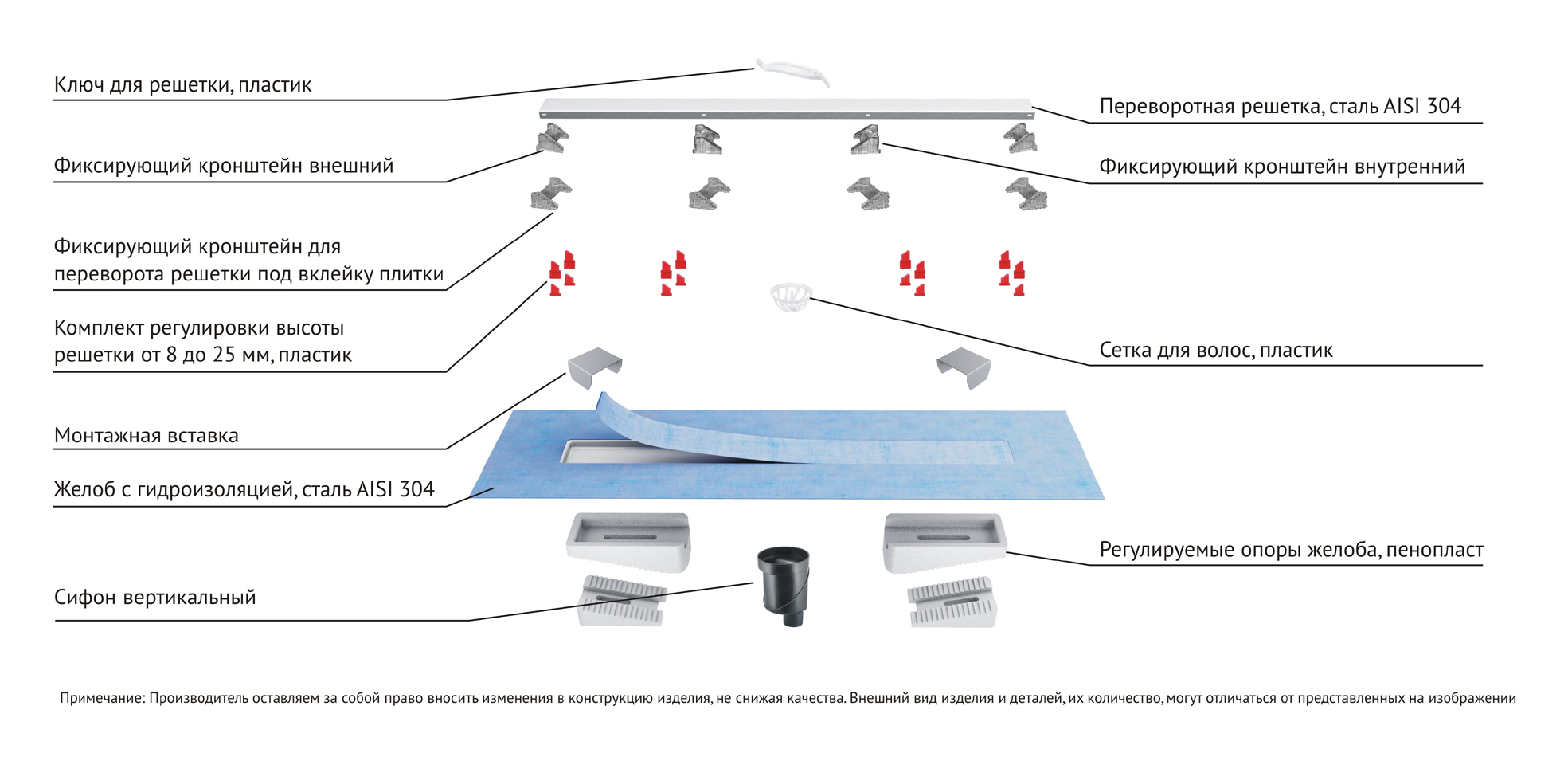 Желоб berges водосток c1 norma 400, матовый хром, s-сифон d50/105мм h50 вертикальный