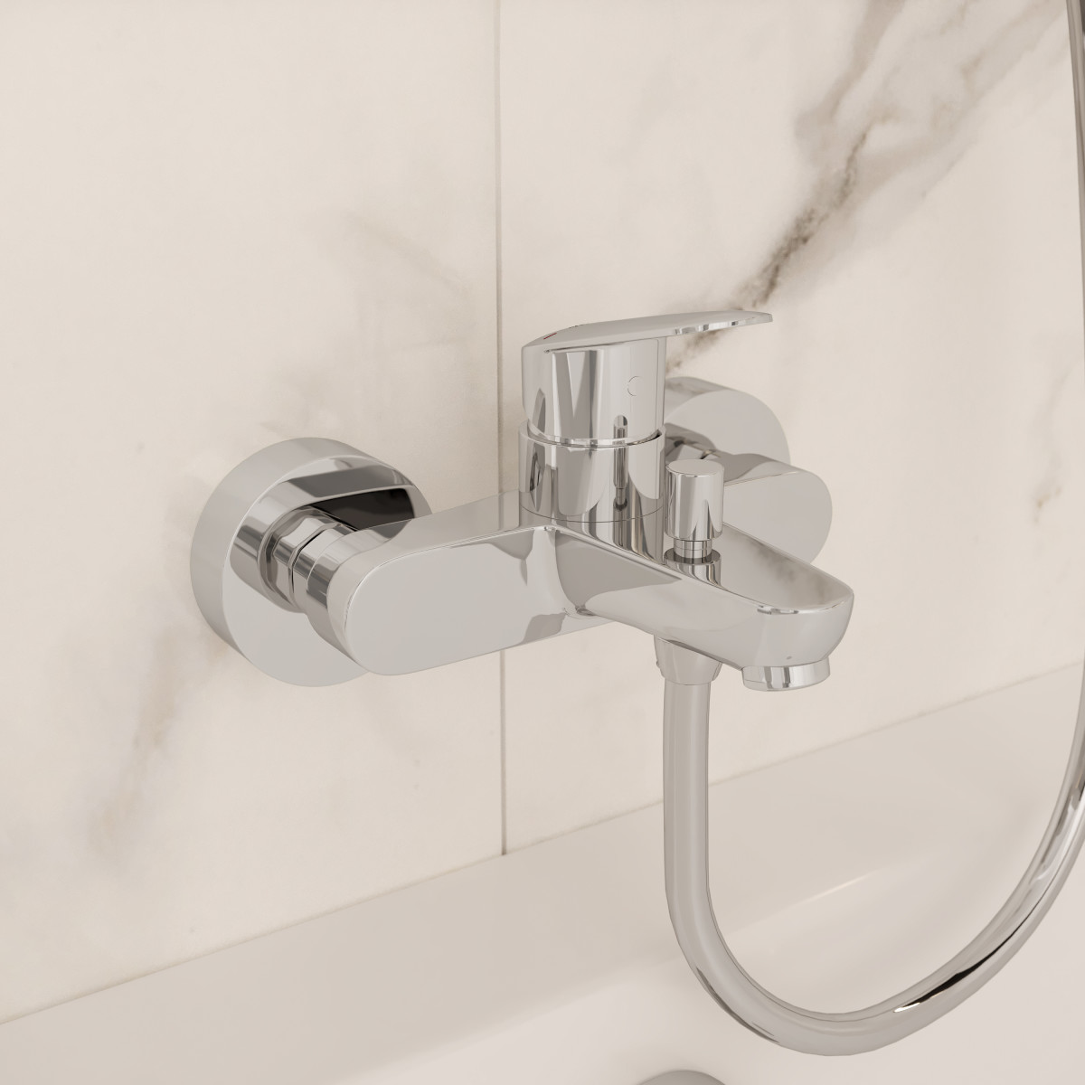 Смеситель настенный VitrA Flow Round A43057EXP для ванны однорычажный хром латунь