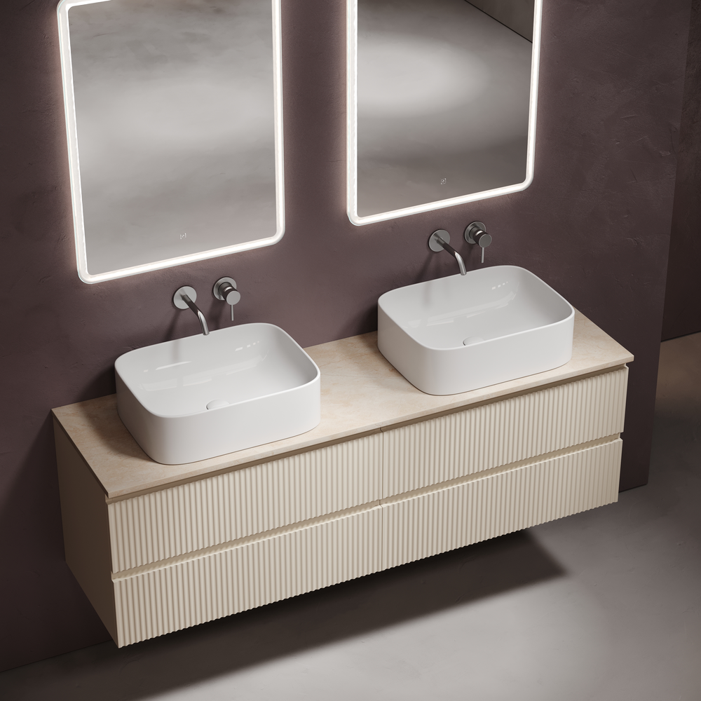 Столешница для ванной комнаты из керамогранита sancos kreman 1600х460 c отверстием под смеситель, арт.tt160a2x