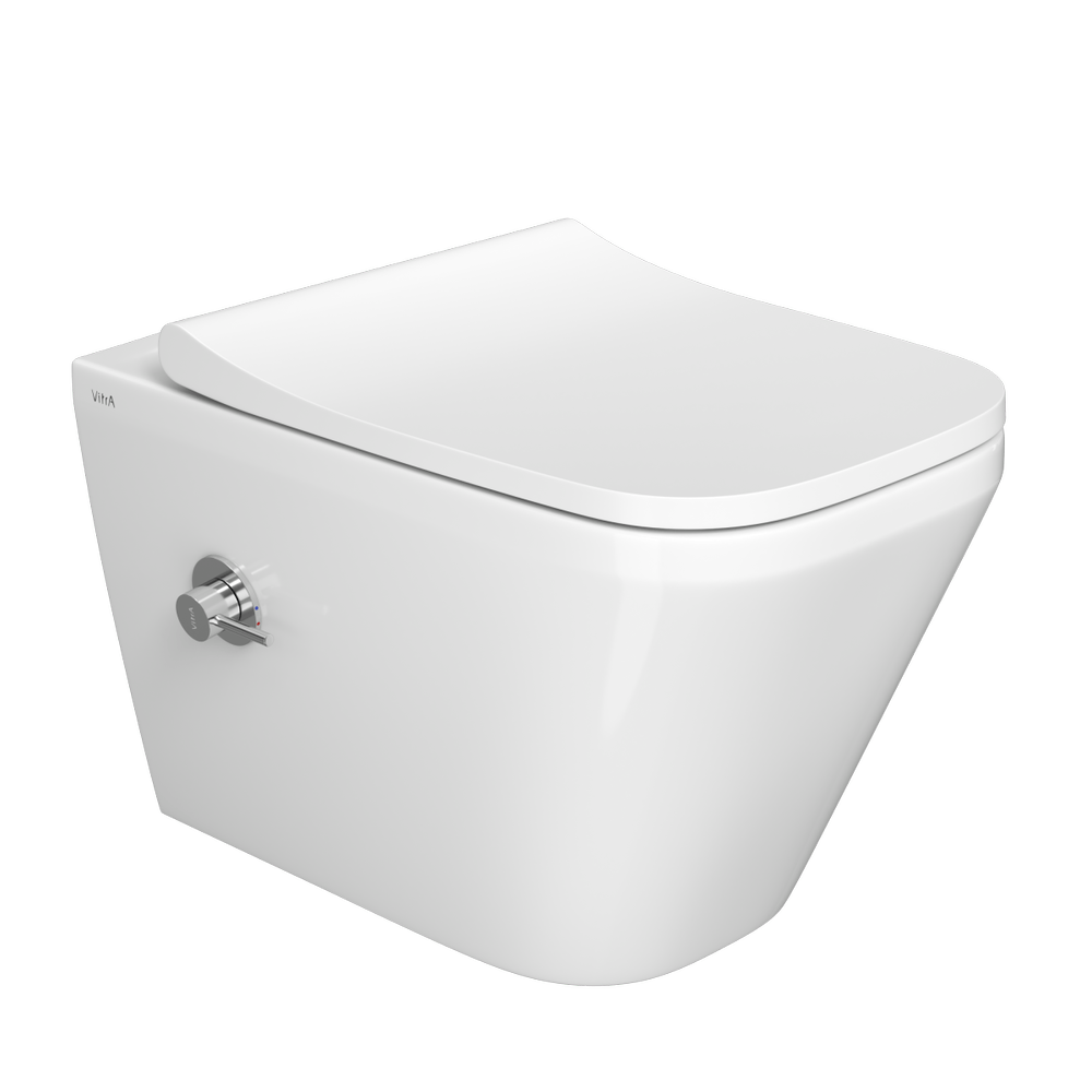 Подвесной унитаз VitrA Integra Square 7082B003-7209 безободковый Rim-ex белый санитарный фарфор антибактериальное покрытие Hygiene