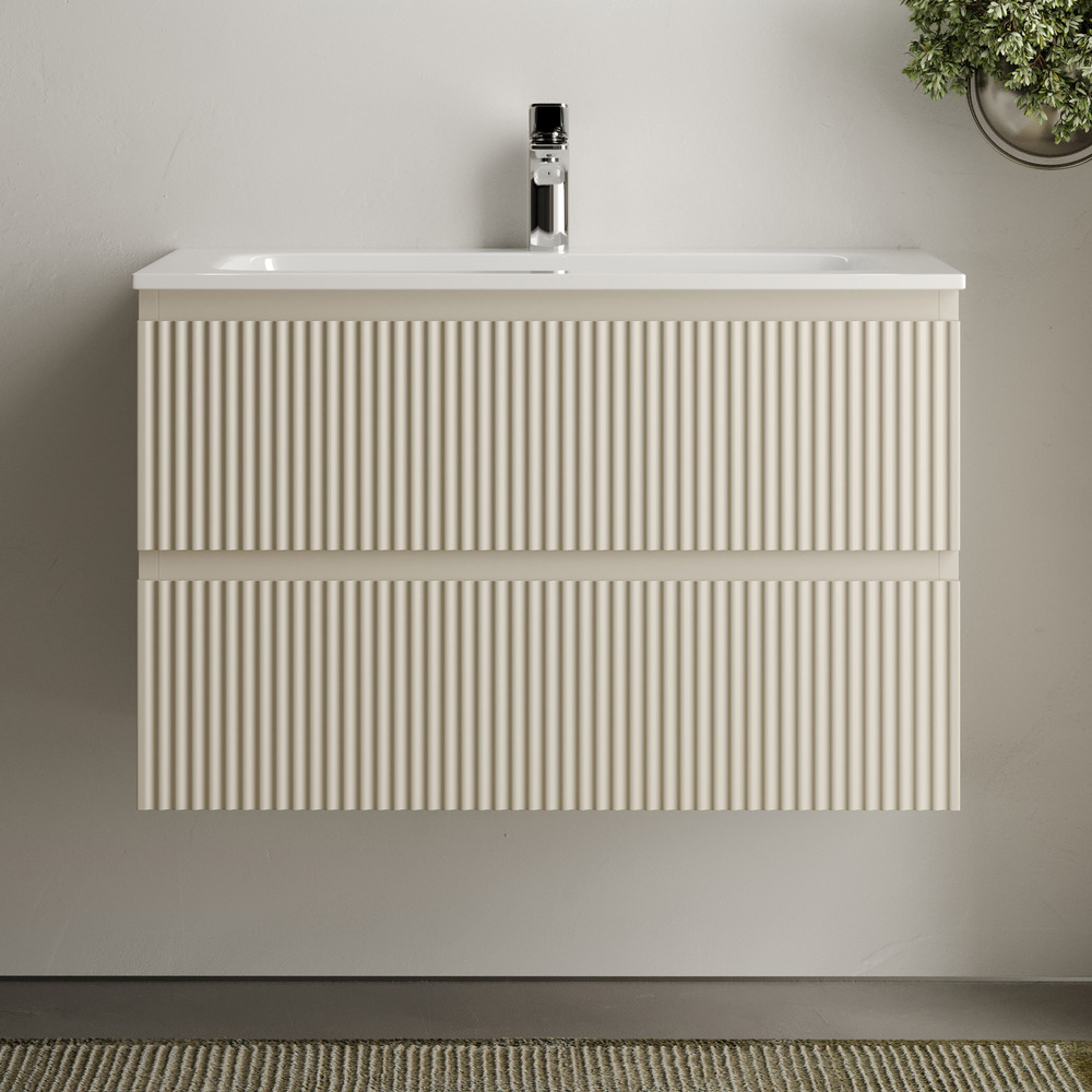 Тумба подвесная sancos snob r 790х445х500, c двумя ящиками оснащенными доводчиками, beige soft , арт.snr80ce