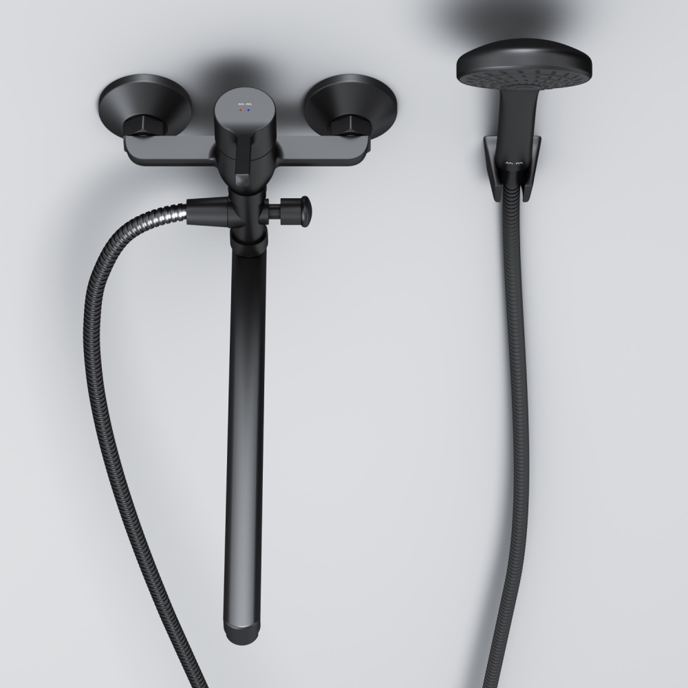 F85B90122 X-Joy S, смеситель д/ванны/душа, излив 325 мм, душевой набор, черн, шт.