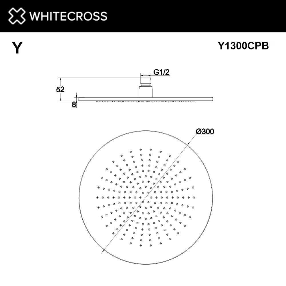 Верхний душ whitecross d=30 см y1300cpb (брашированная медь)