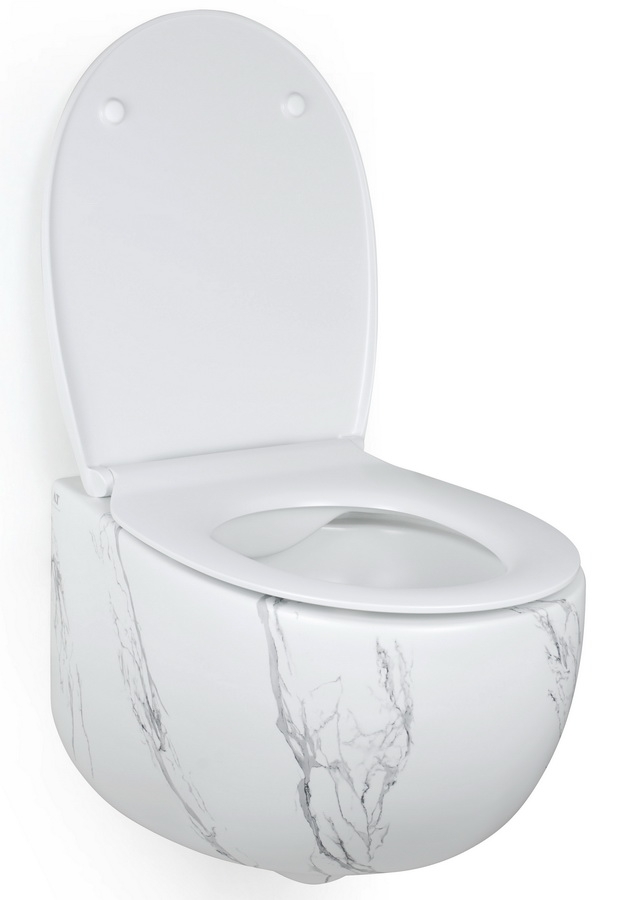 Унитаз подвесной безободковый aet dot 2.0, с креплениями, цвет белый матовый с эффектом мрамора s555t0r0v6481