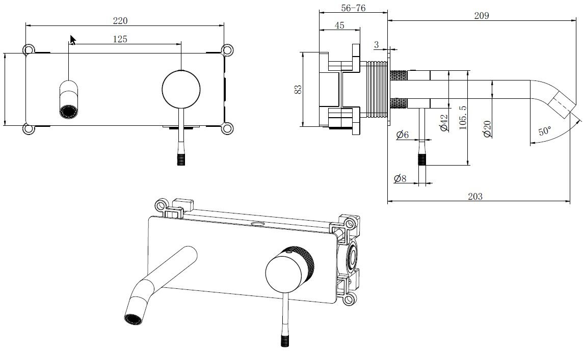 Смеситель для раковины allen brau priority 4.0 5.31d03-mg (с внутренней частью) графит браш