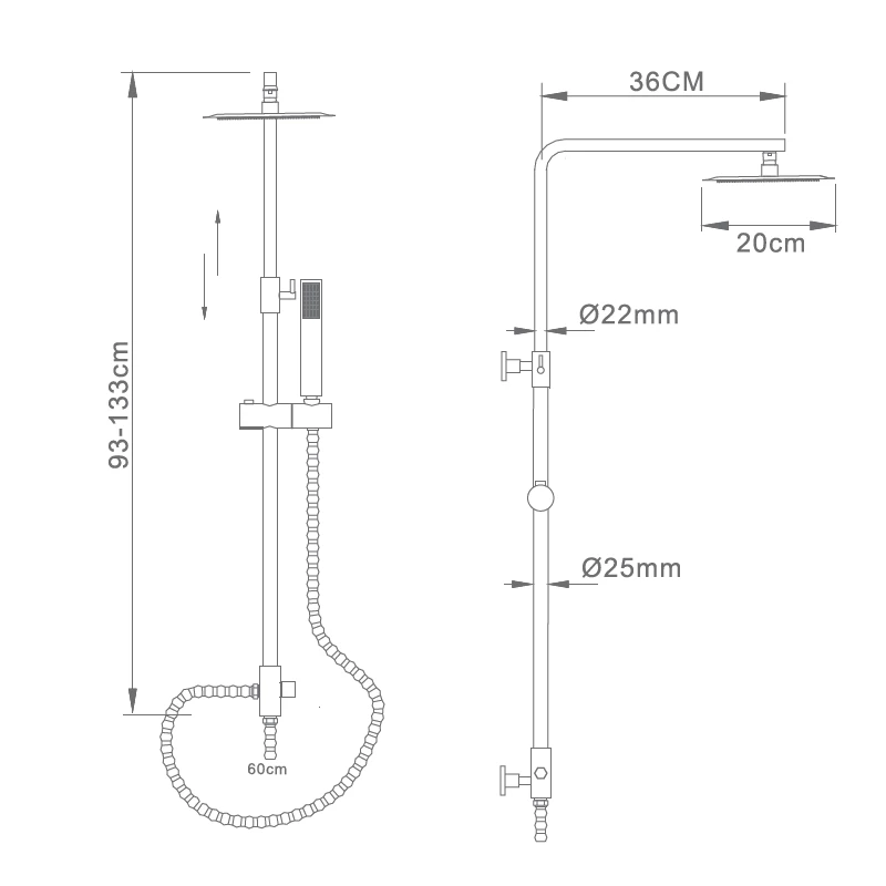 Душевая система настенная без смесителя imex minsk bdk010 chrome