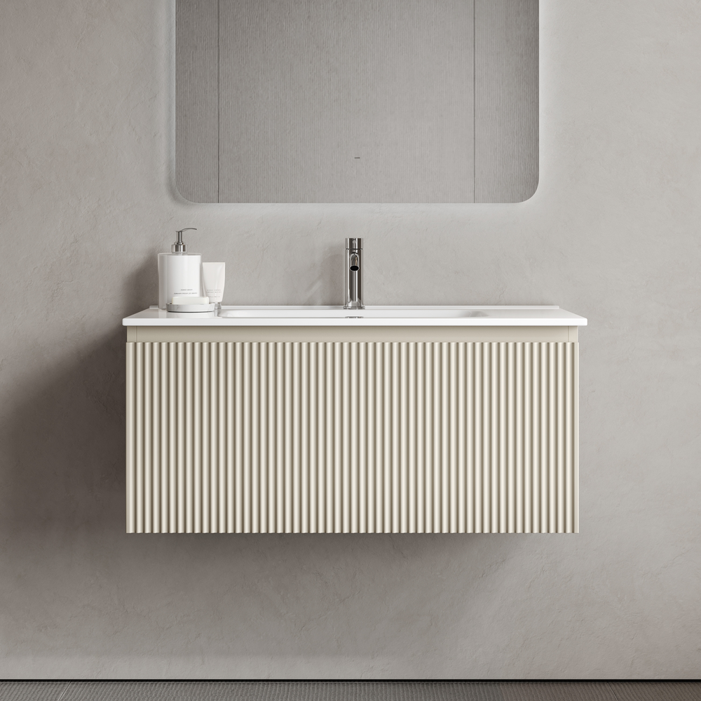 Тумба подвесная SANCOS Snob R 1.0 890х445х406, c одним ящиком оснащенным доводчиками, Beige Soft , арт.SNR1.090CE