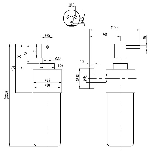 Elements – Striking Дозатор для мыла, 70 x 121 x 207 mm, Хром