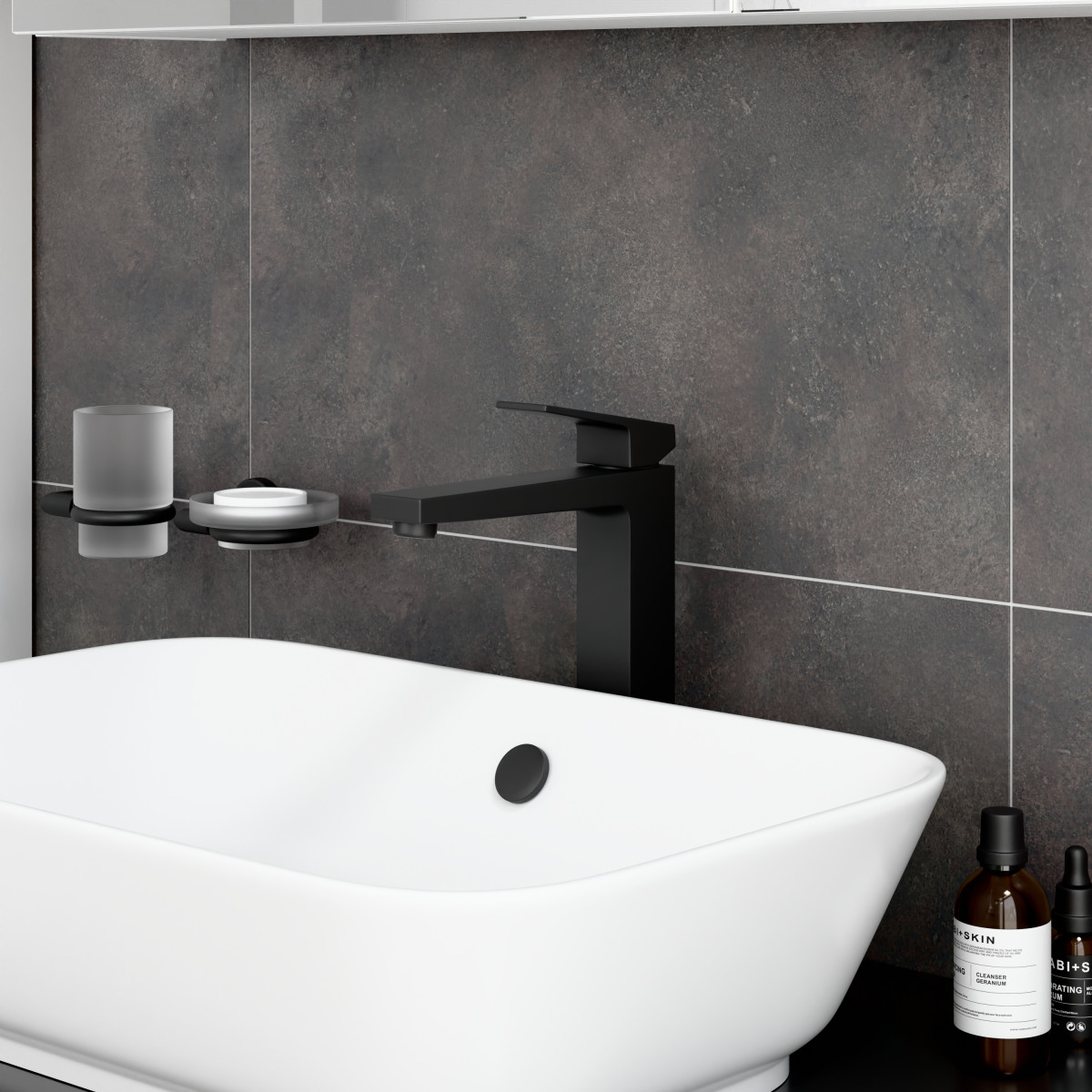 Смеситель для раковины-чаши VitrA Minimax Square A4372436EXP однорычажный матовый черный латунь