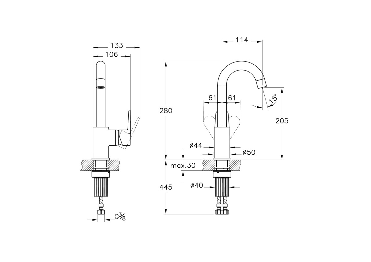 Смеситель для раковины VitrA Flow Soft A4316036EXP однорычажный матовый черный латунь