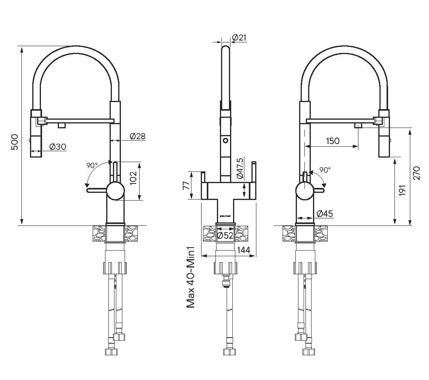 Смеситель для кухни gravity, брашированная нерж.сталь, gr213888-bs, starke-paulmark