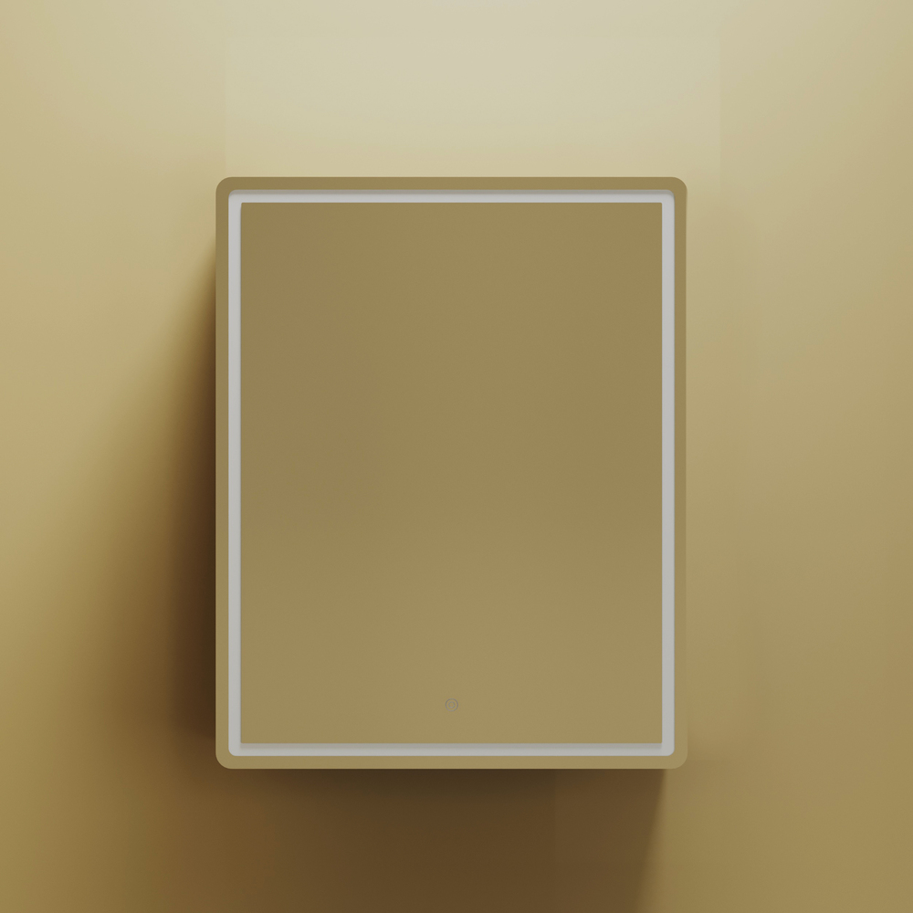 Зеркальный шкаф для ванной комнаты sancos mirror 590x150х740 мм, с led подсветкой, цвет дуб чарльстон, арт. mi60ech