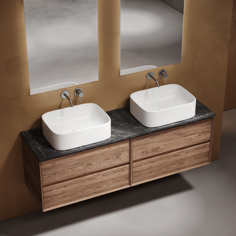 Столешница для ванной комнаты из керамогранита sancos black sky 1600х460 без отверстия под смеситель, арт.tt160a1