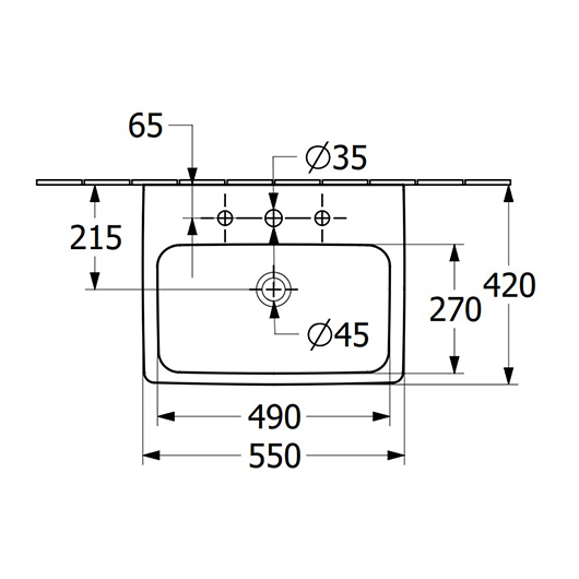 Architectura Pаковина, 550 x 420 x 165 mm, Альпийский белый CeramicPlus, без перелива