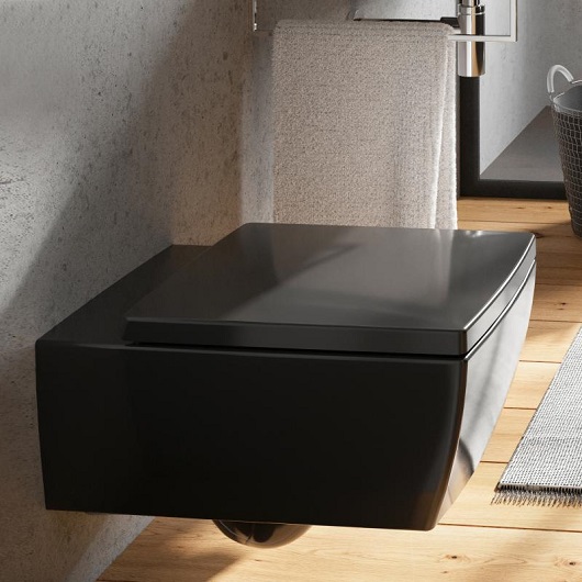 ПРОДАЕТСЯ КОМПЛЕКТОМ С УНИТАЗОМ 4633R0R7!!!Memento 2.0 Сиденье с крышкой для унитаза, QuickRelease и SoftClosing, крепления из нержавеющей стали,Pure Black (черный матовый)