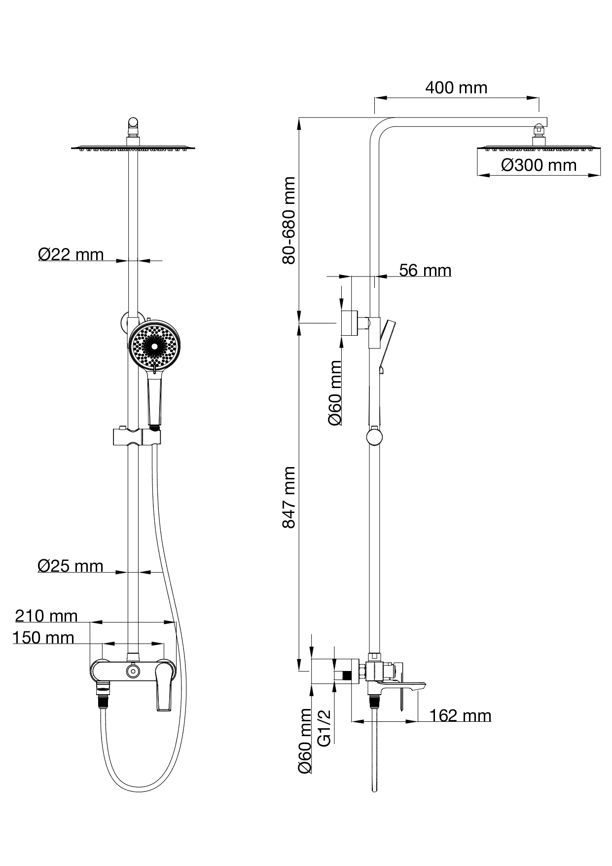 Душевая система wonzon & woghand brilliant, темный графит (ww-88047079-bgm)