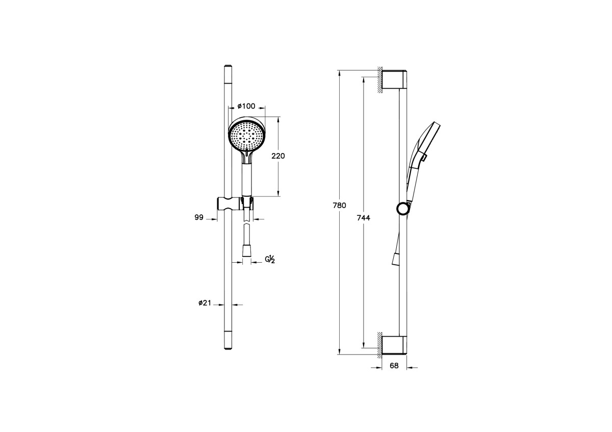 Душевая стойка VitrA Base Round A4590836EXP с ручным душем без смесителя матовая черная