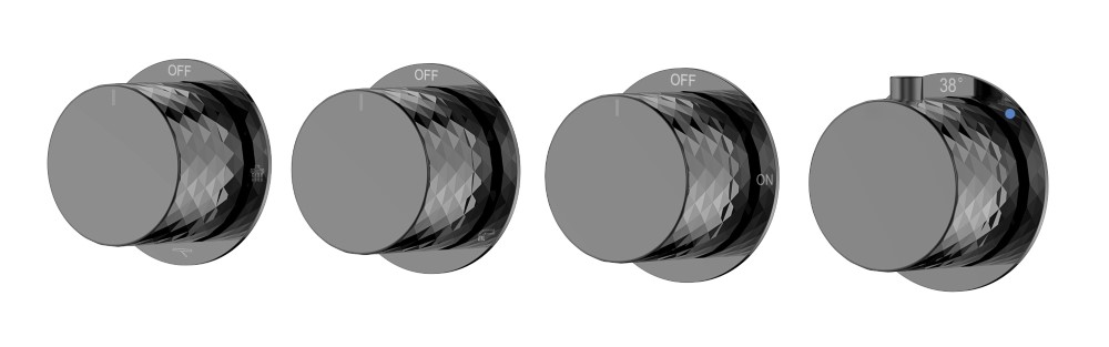 Смеситель встроенный с термостатом STICK DIAMOND SHINE GUN METAL 5-проходной