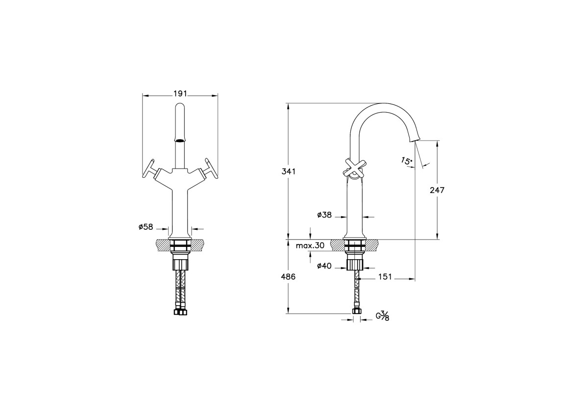 Смеситель для раковины VitrA Origin Classic A42886 двухрычажный хром латунь
