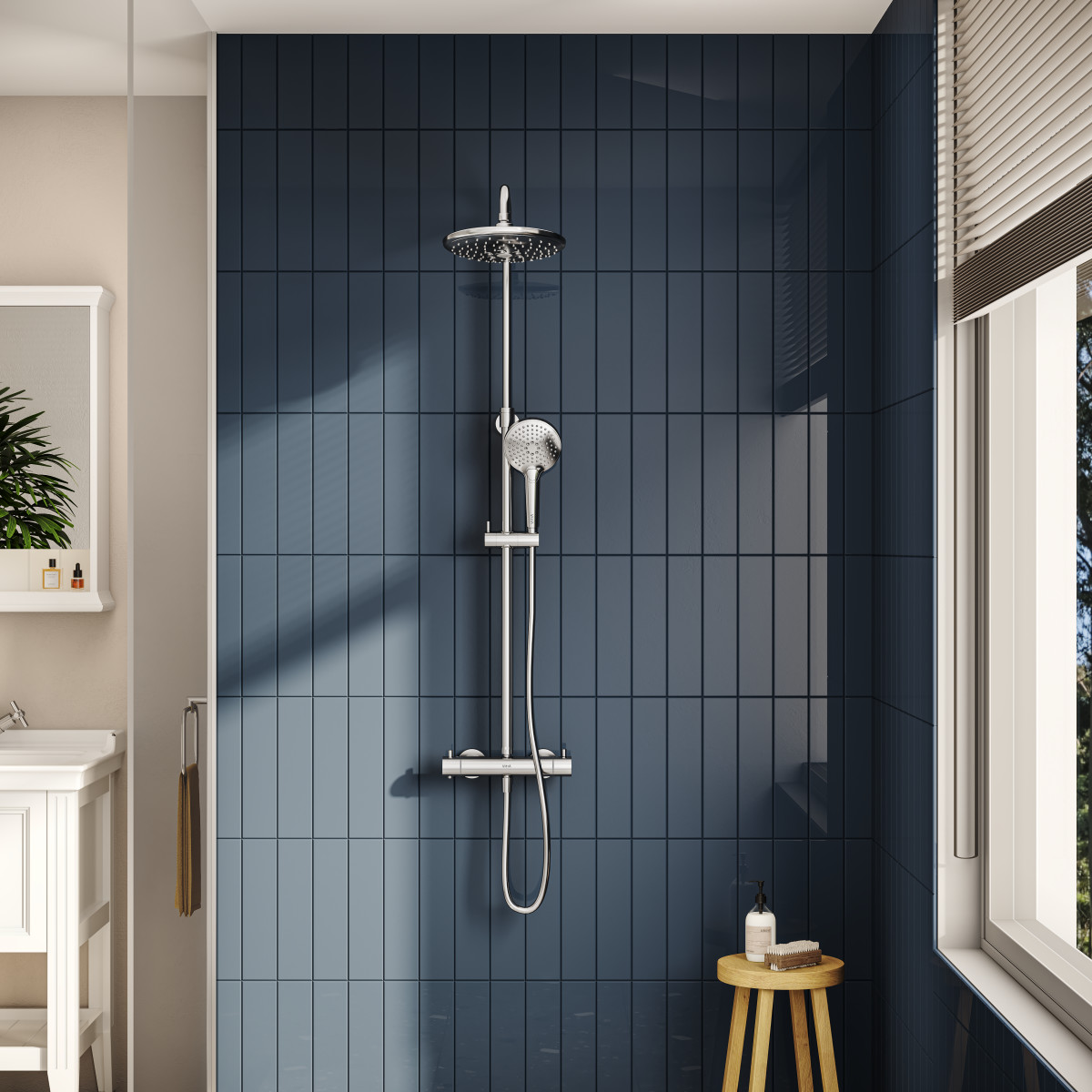 Душевая система VitrA Aquaheat A47205EXP с термостатическим смесителем и ручным душем хром латунь