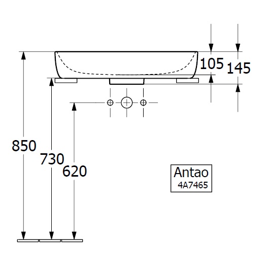 НОВИНКА!!! Antao Раковина для установки на столешницу, 650 x 400 x 146 mm, Альпийский белый CeramicPlus, без перелива