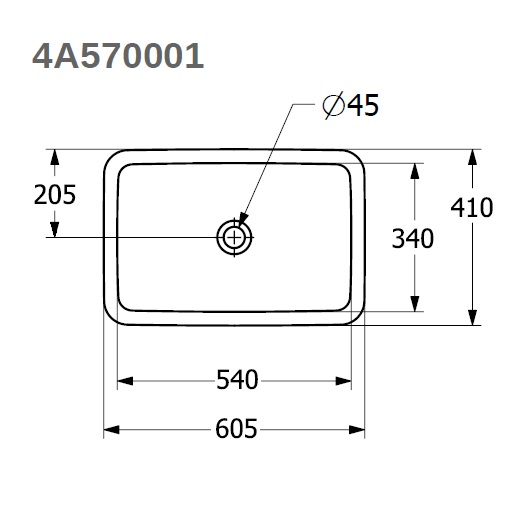 Loop & Friends Раковина для установки под столешницу, 540 x 340 x 190 mm, Альпийский белый, с переливом (прямоугольная) замена арт 61630001