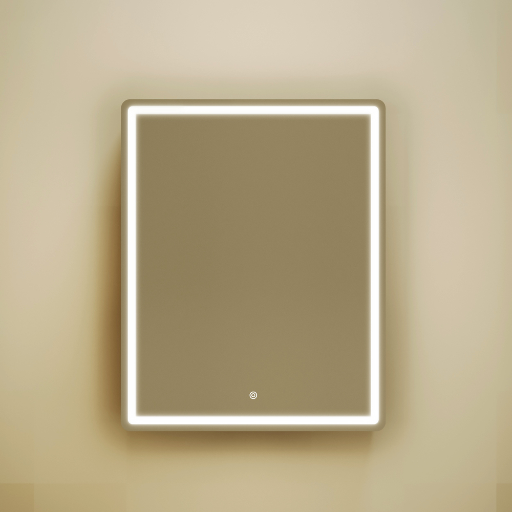 Зеркальный шкаф для ванной комнаты sancos mirror 590x150х740 мм, с led подсветкой, цвет дуб чарльстон, арт. mi60ech