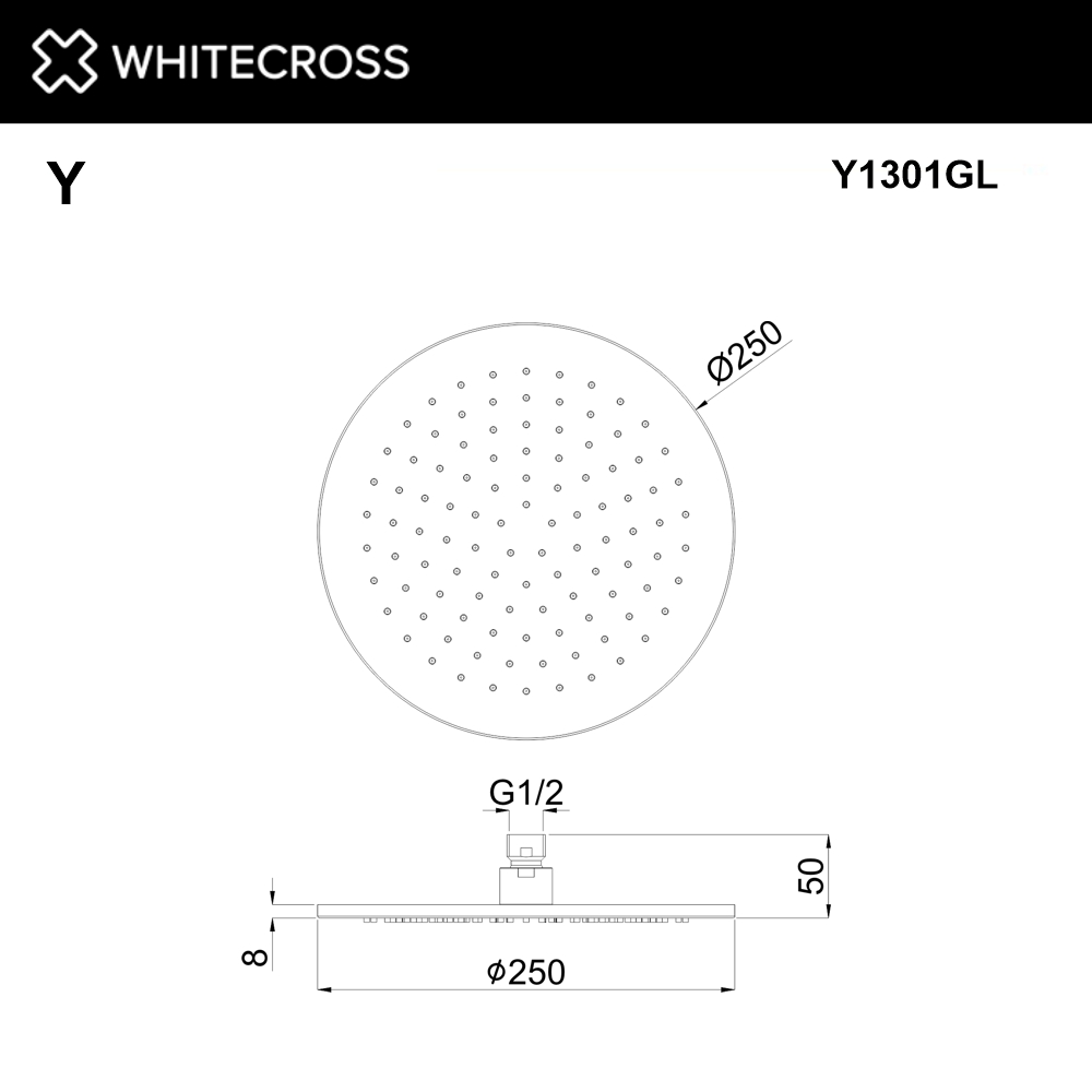 Верхний душ whitecross d=25 см y1301gl (золото)