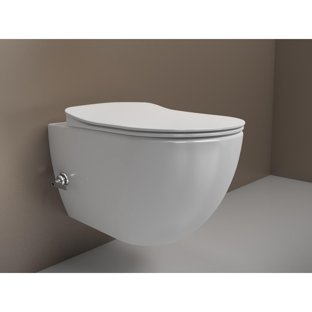 Creavit free fe322-34cb00e-0001 унитаз-биде с краном подвесной, безободковый (белый глянцевый)