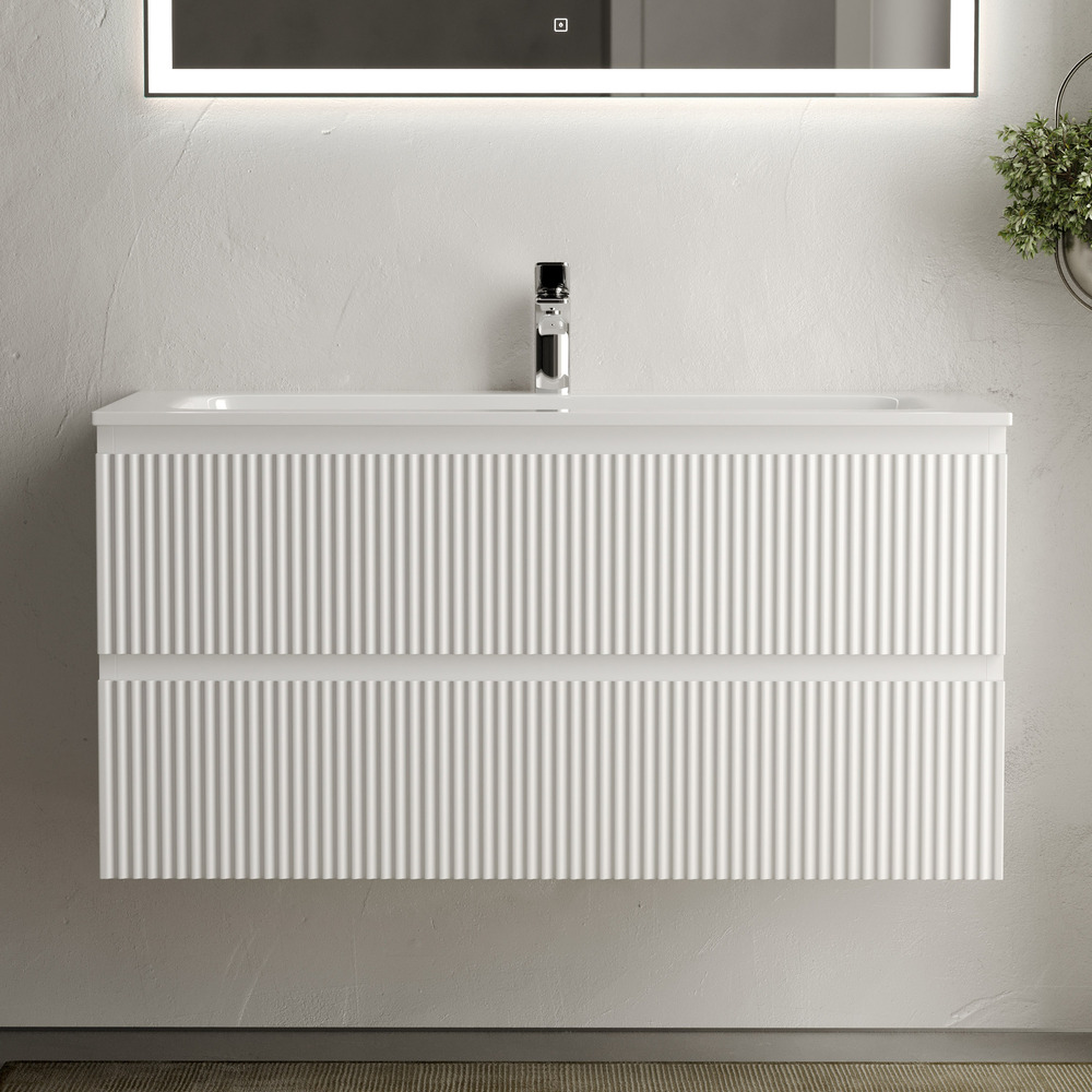 Тумба подвесная sancos snob r 995х445х500, c двумя ящиками оснащенными доводчиками, bianco, арт.snr100w